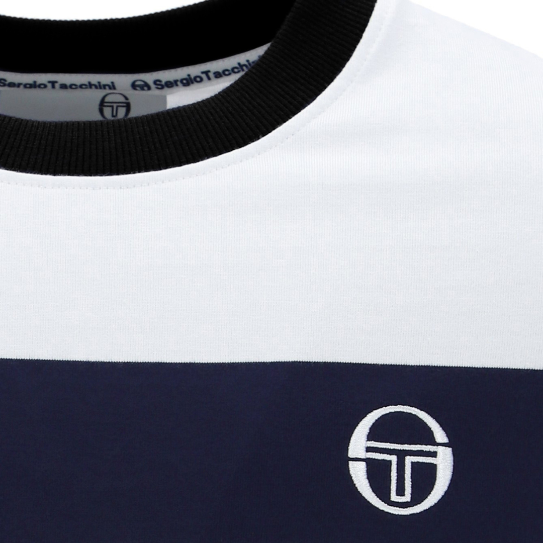 Sergio Tacchini Master T-Shirt in White/Maritime Blue/Black