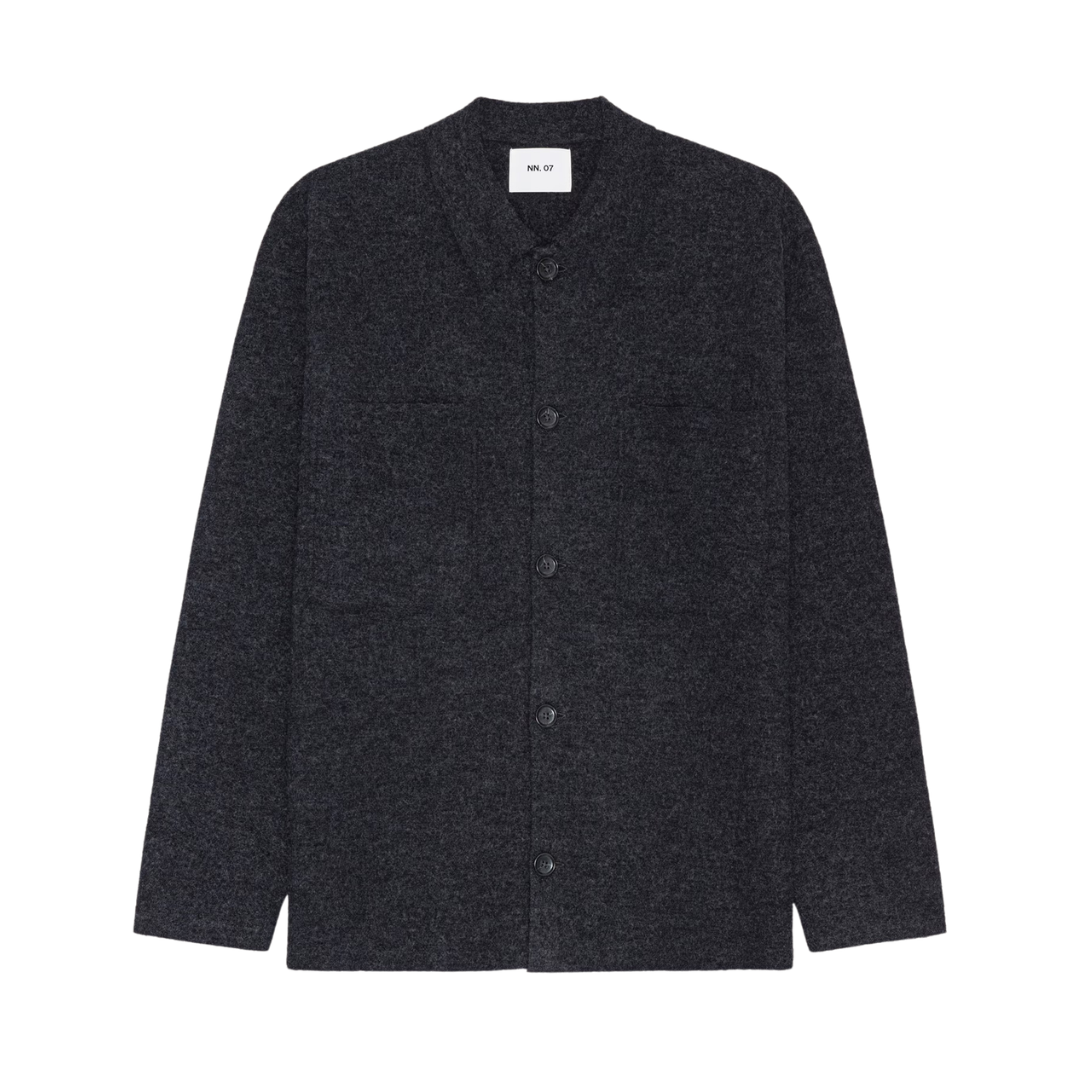 NN.07 Jonas Knitted Overshirt in Anthracite