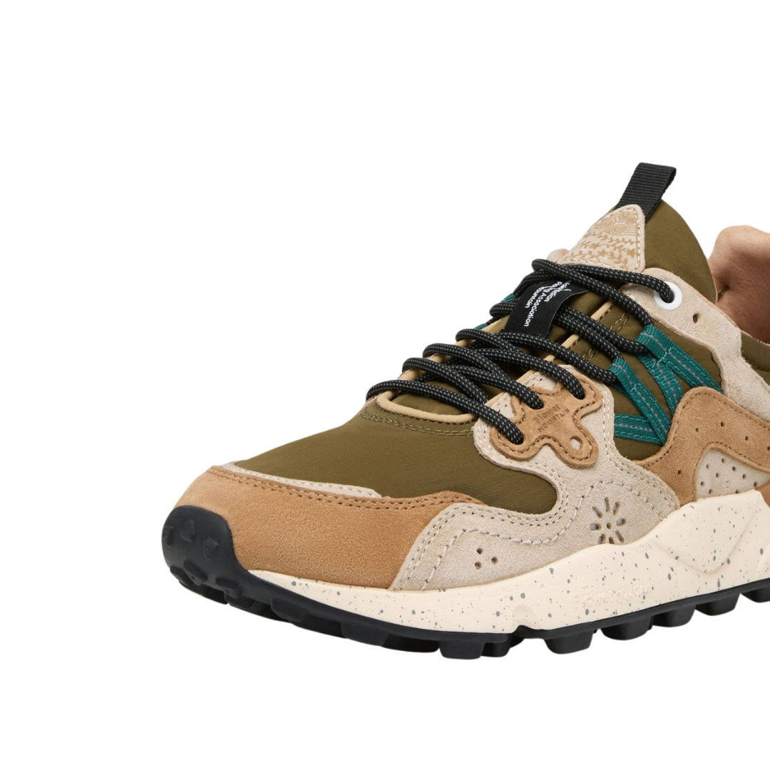 Flower Mountain Yamano 3 Sneakers in Green & Brown