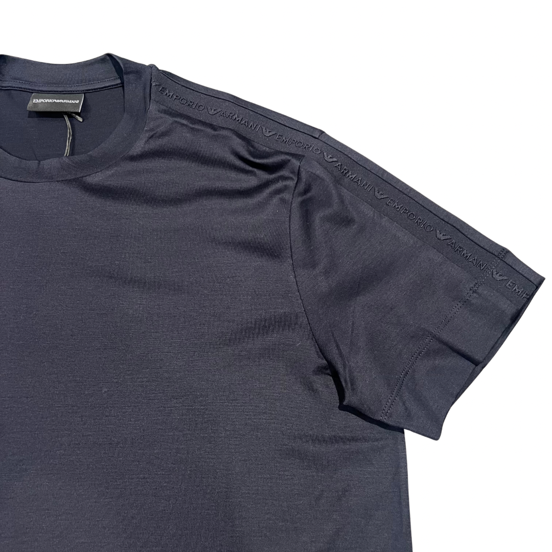 Emporio Armani Tape Logo Tee in Navy