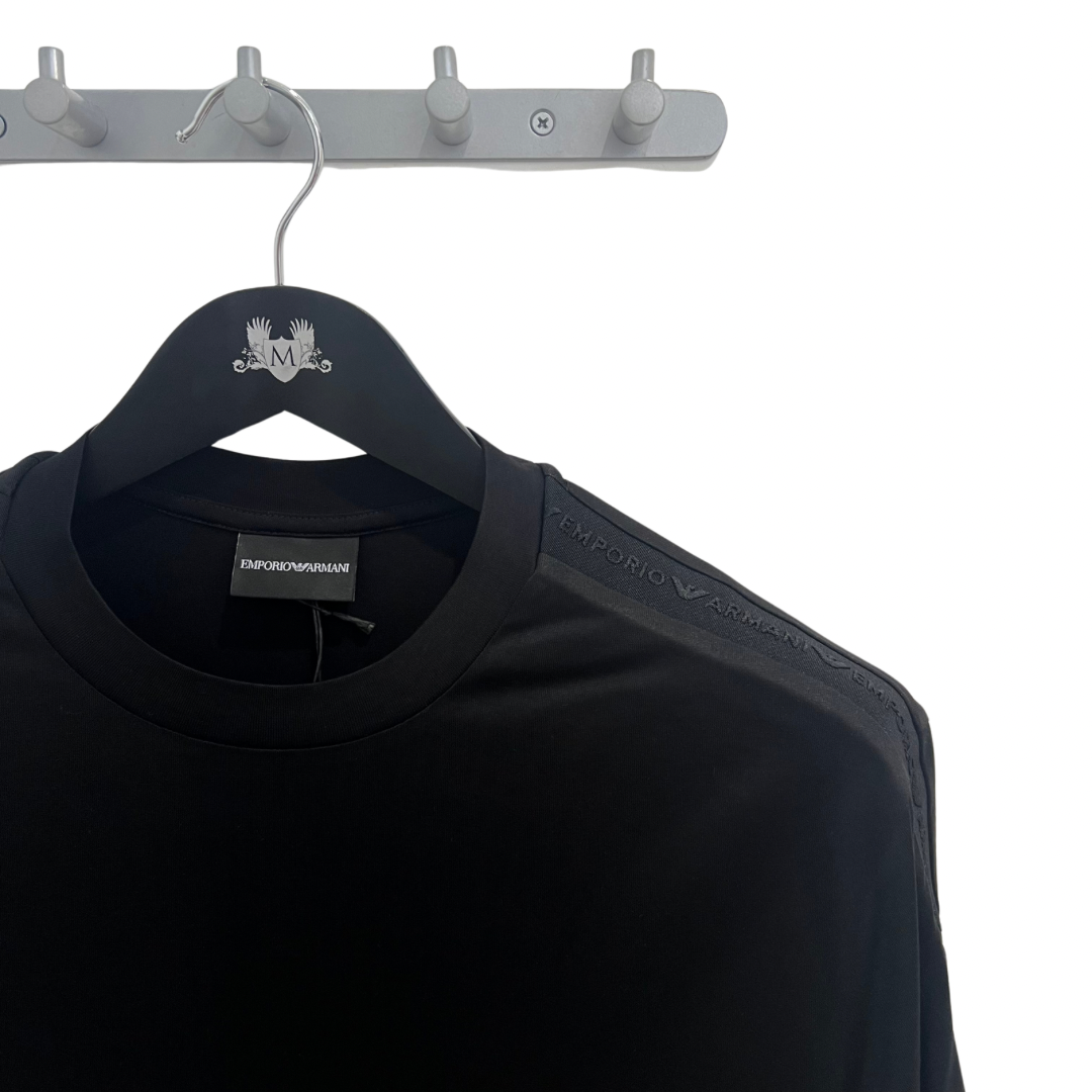 Emporio Armani Tape Logo Tee in Black