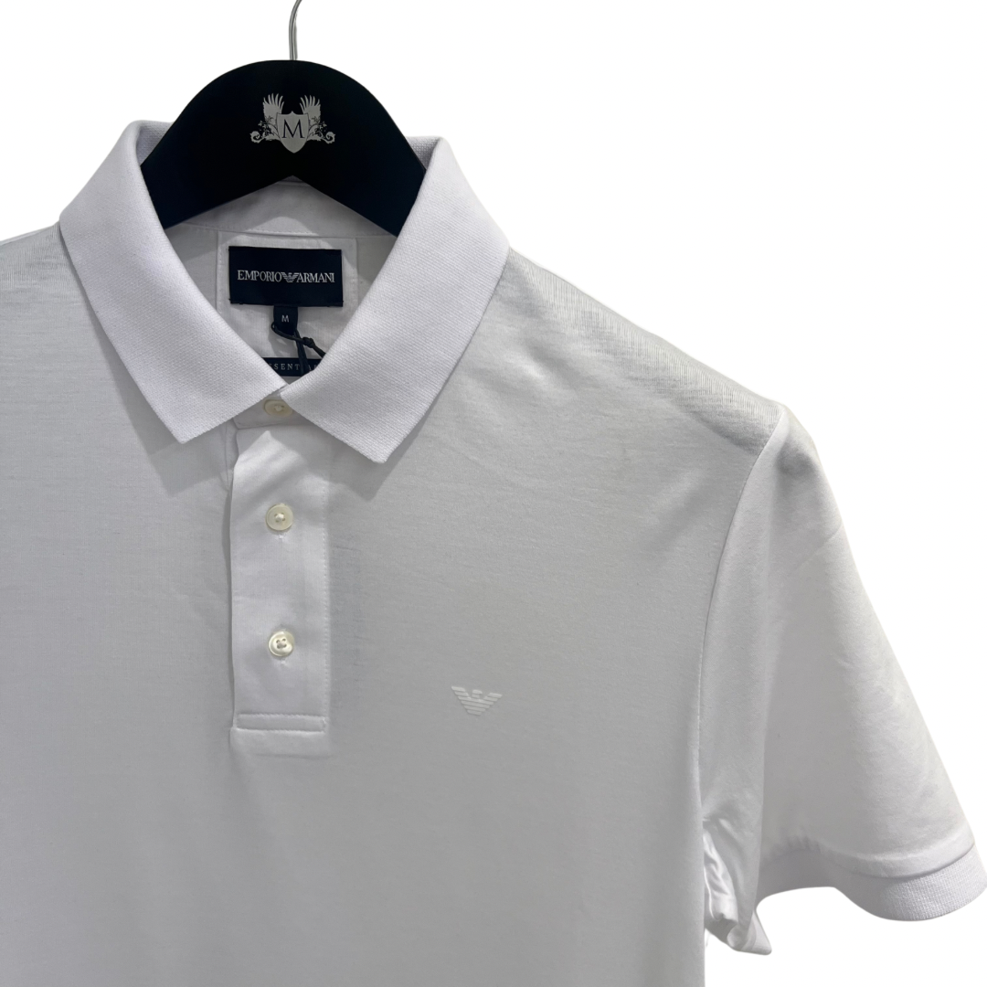 Emporio Armani Patch Polo in White